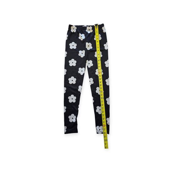 Golden Black Black/White Flower Footless Leggings Women Size M - Picture 3 of 7